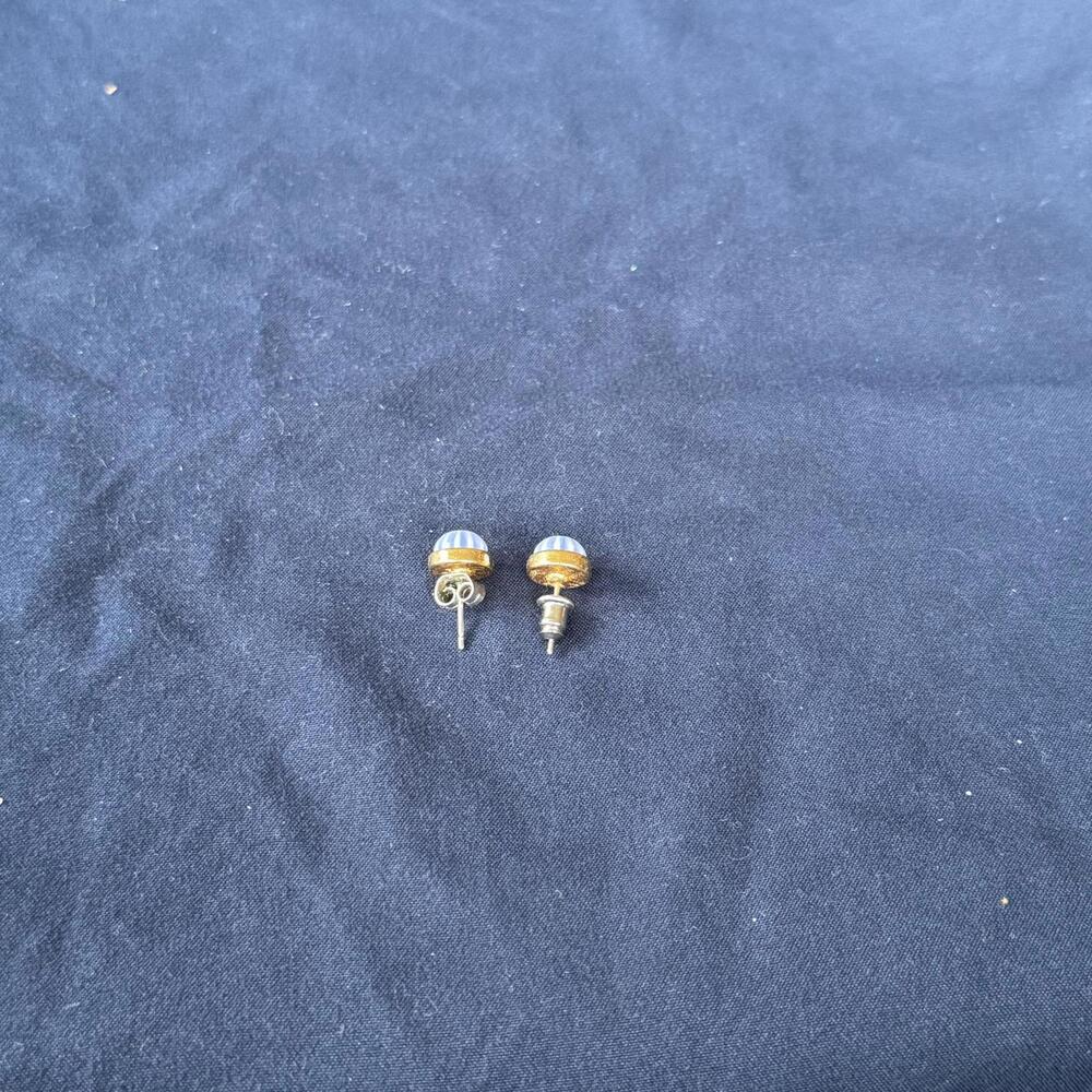 Vintage Delicate Blue Studded Pierced Earrings Avon - Picture 4 of 5